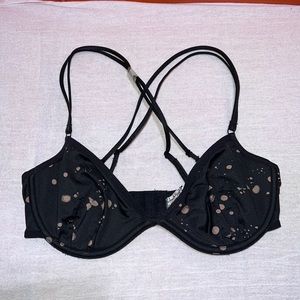 Free People Intimately Underwire bra - black spotted unlined bra -32B 34B NWOT